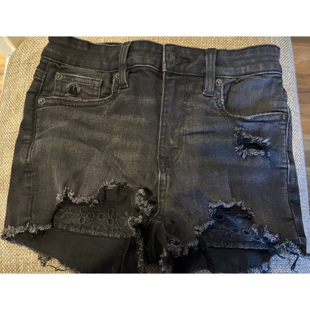 Womens American Eagle Black Next Level Stretch Jean Shorts 0